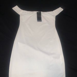 New with tags White mini off the shoulder dress